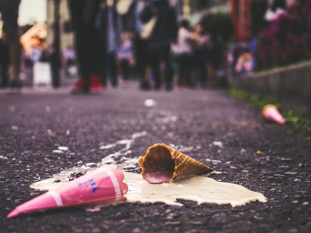 dropped ice cream cone on the street
