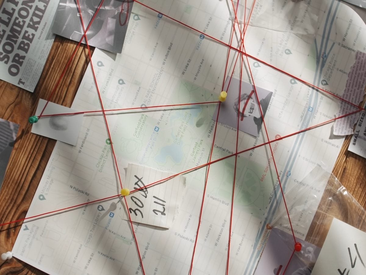 Close up shot of an investigation board
