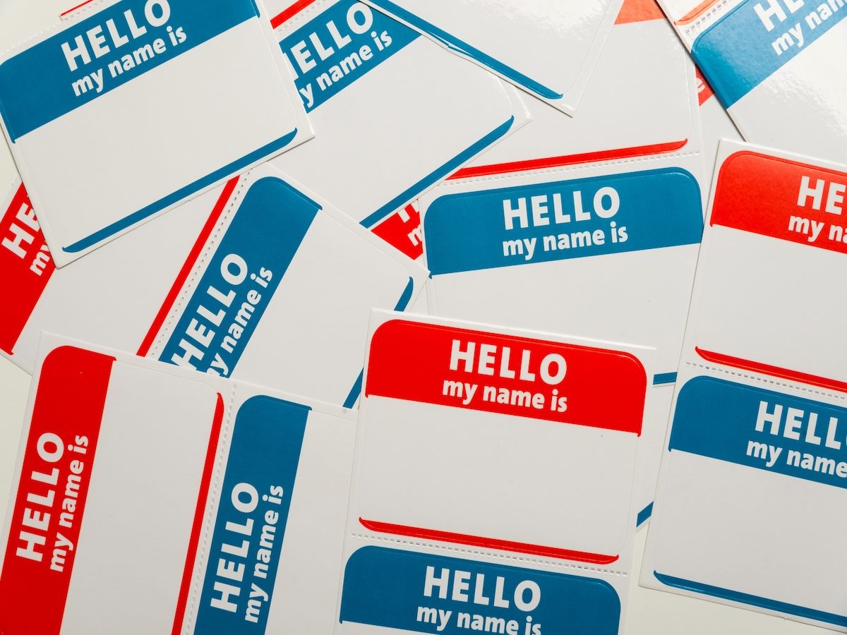 Stack of name tags