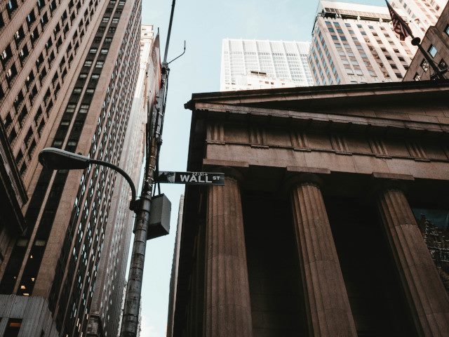A Wall Street street sign in Manhattan, New York City.