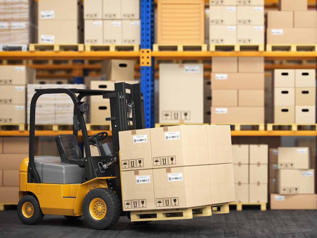 Boxes in warehouse facility
