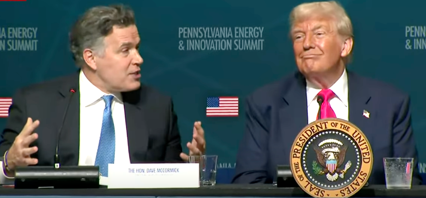 President Donald Trump and US Senator Dave McCormick at the PA Energy & Innovation Summit