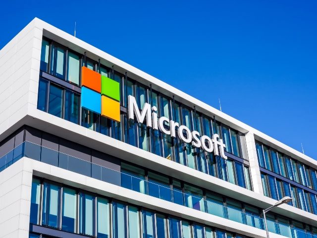 Microsoft office building with logo in Munich,  Germany
