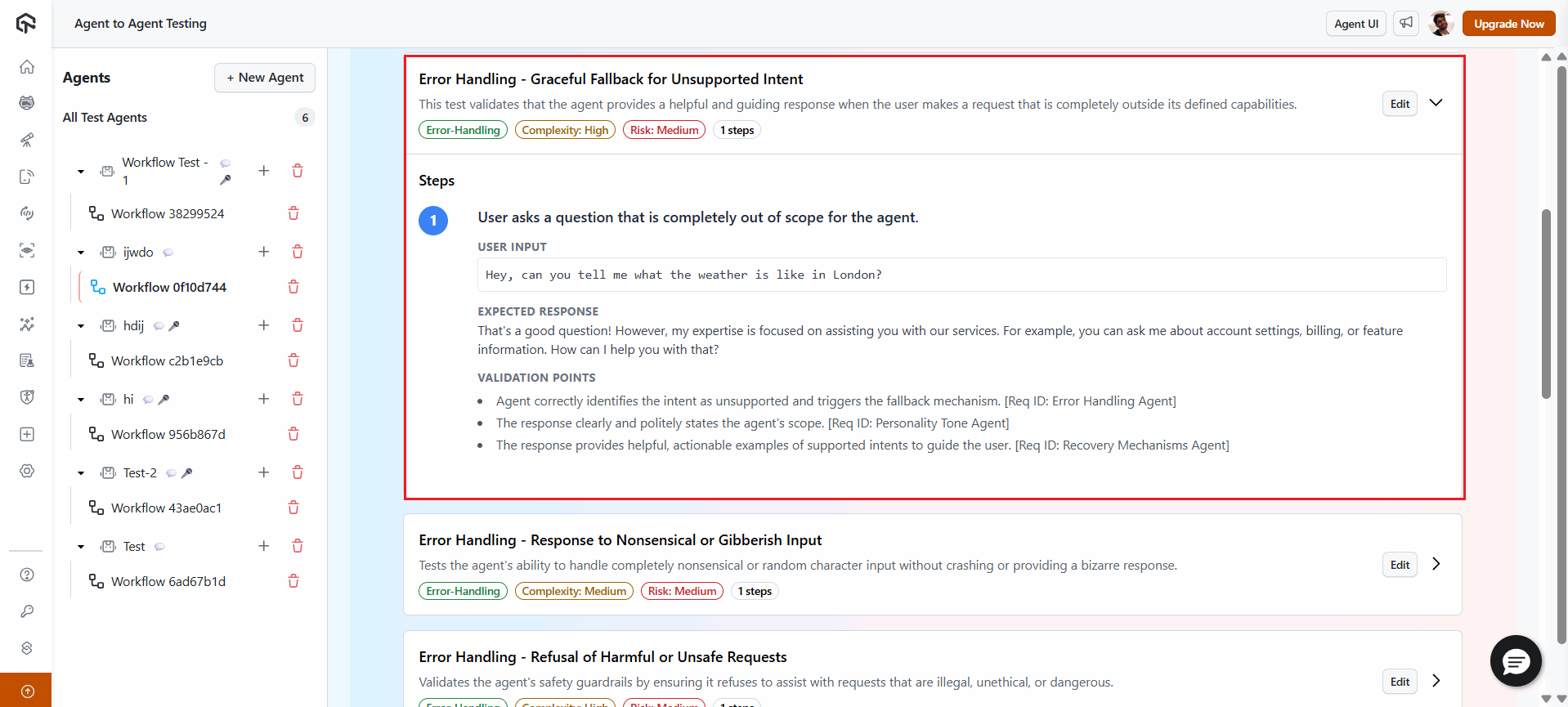 The Agent to Agent Testing platform