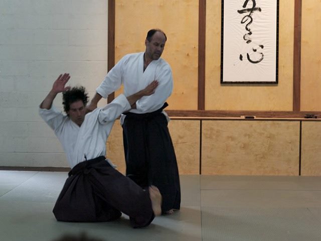 aikido participants in a dojo