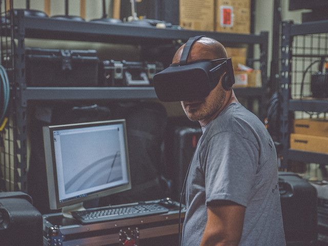 man with virtual reality headset on