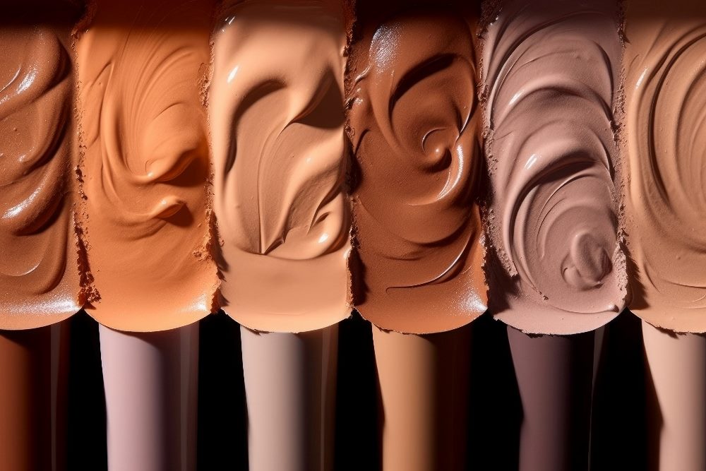 A vibrant assortment of makeup foundation products, showcasing a spectrum of colors to cater to every skin tone and complexion, empowering self-expression and beauty and suggesting the importance of inclusivity and diversity in marketing.
