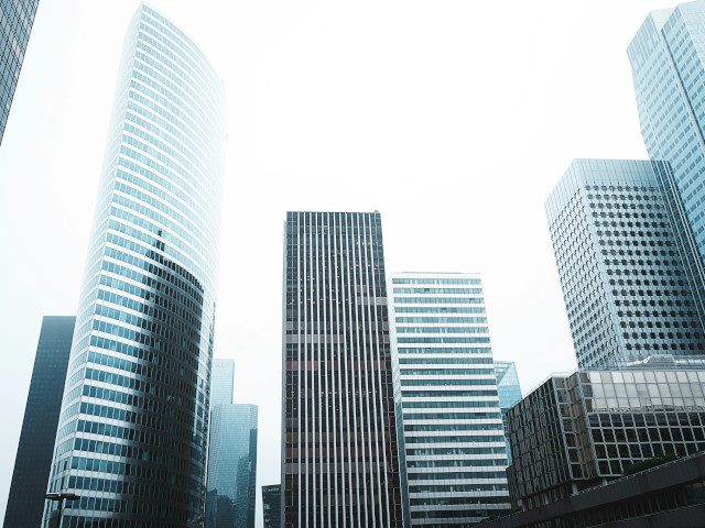 High-rise buildings in the downtown of a city.