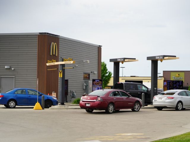 Cars at a McDonald's drive-thru