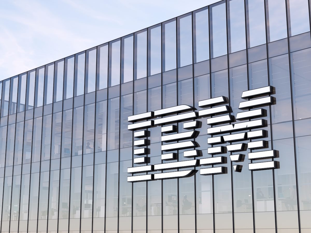 IBM logo on corner of a glass office building