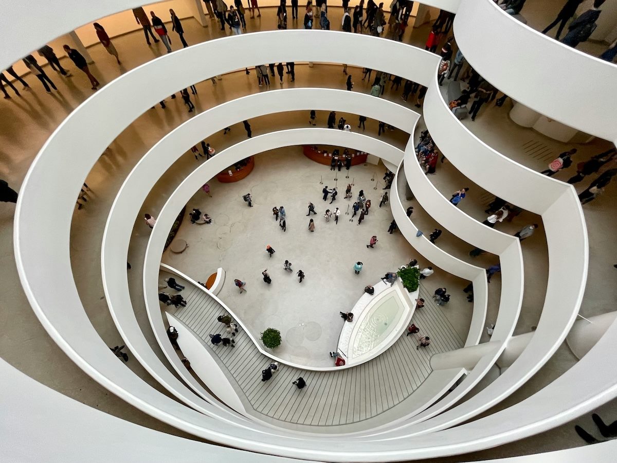 photograph of the interior of the guggenheim museum from above