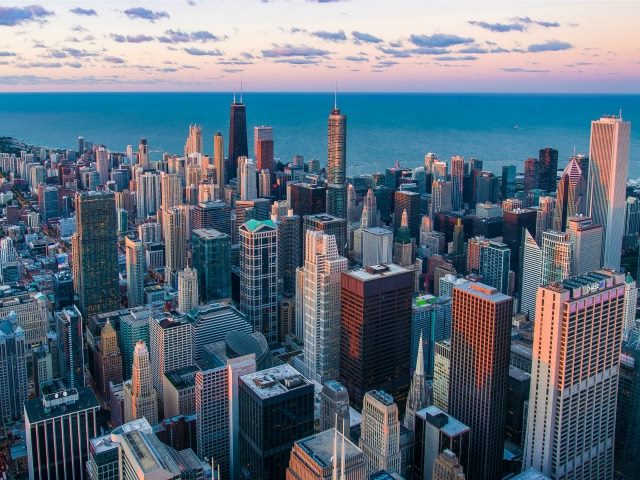 Chicago skyline, Lake Michigan