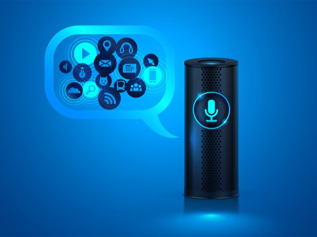 A smart speaker answering comands