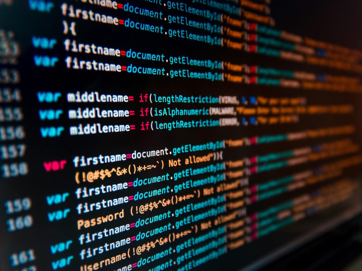 Code on computer screen