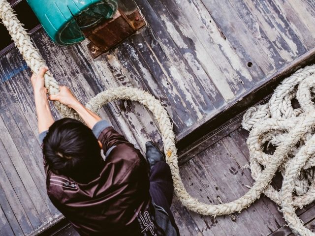 pulling on a rope