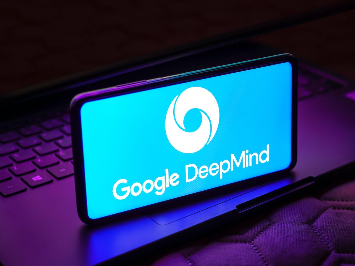 The Google DeepMind logo on a smartphone