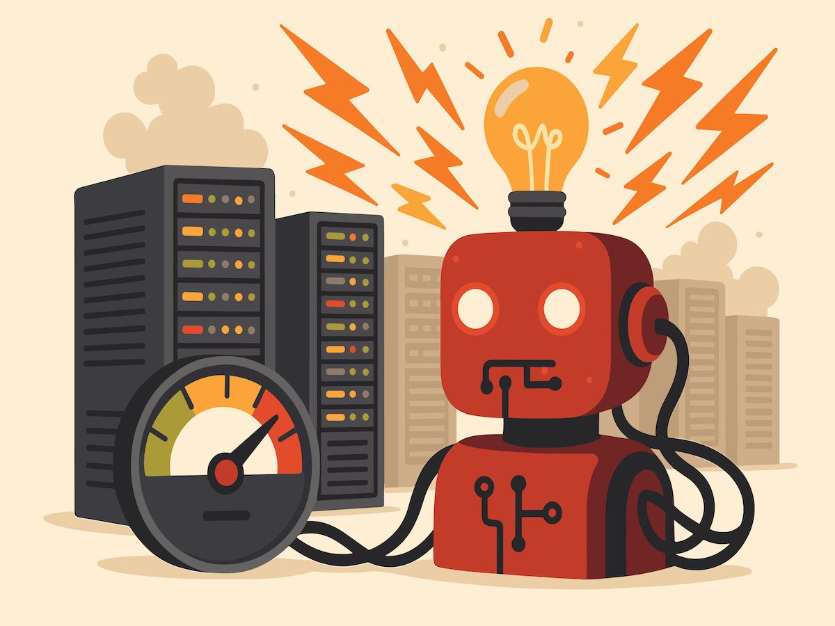 A robot using excessive power from data center server farm