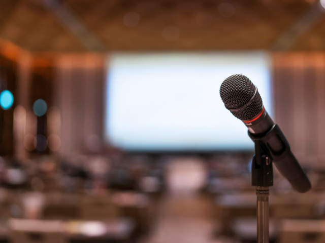 A microphone in a classroom