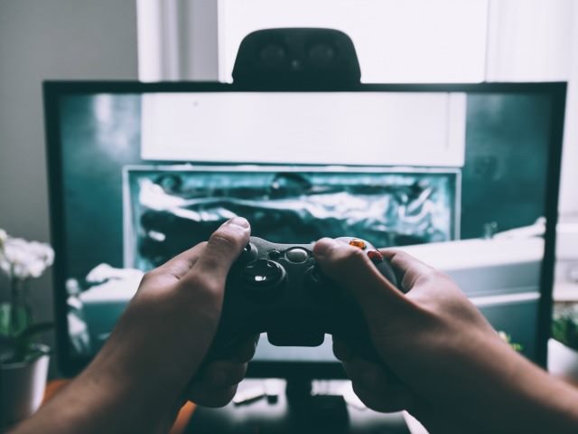 playing a video game