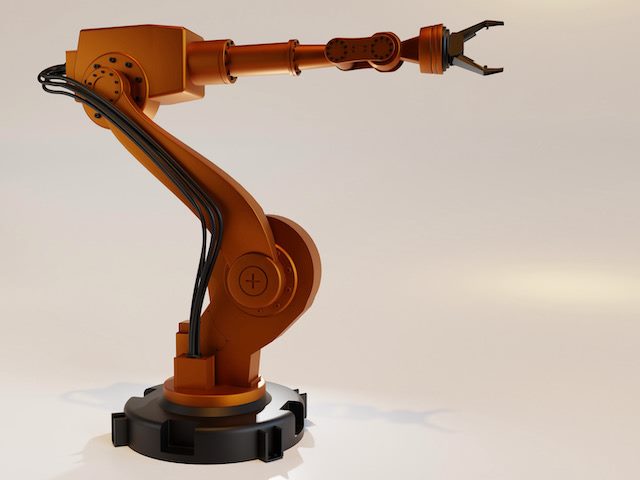 isolated robotic arm on a platform