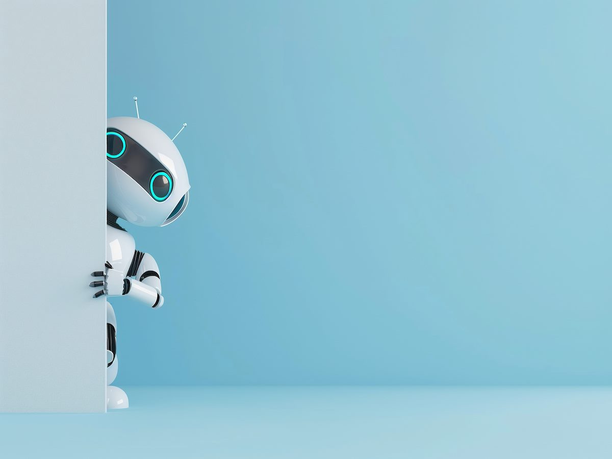 robot peeking from behind a wall