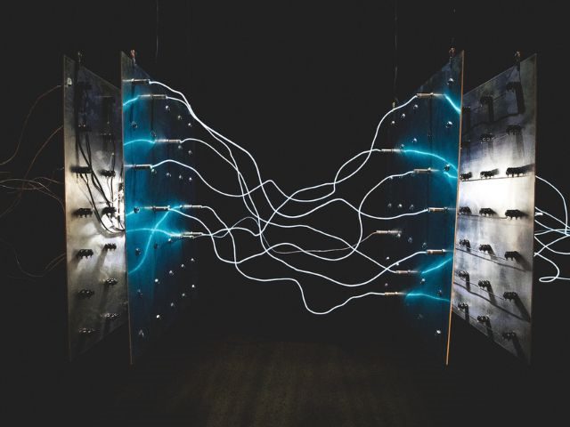 Electrical connections that look like synapses, representing conversational AI.