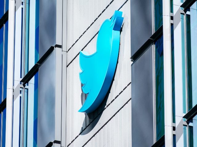 Twitter Bird logo on the headquarters building in San Francisco.
