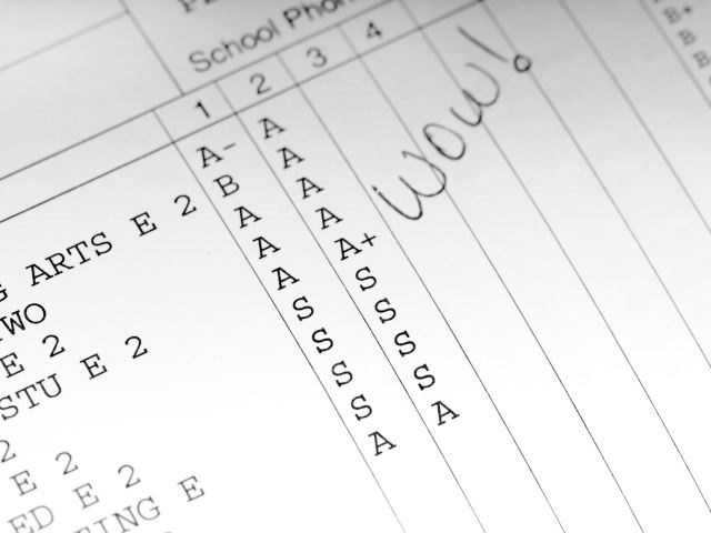 School report card with all As and A+ - marketing personalization strategy