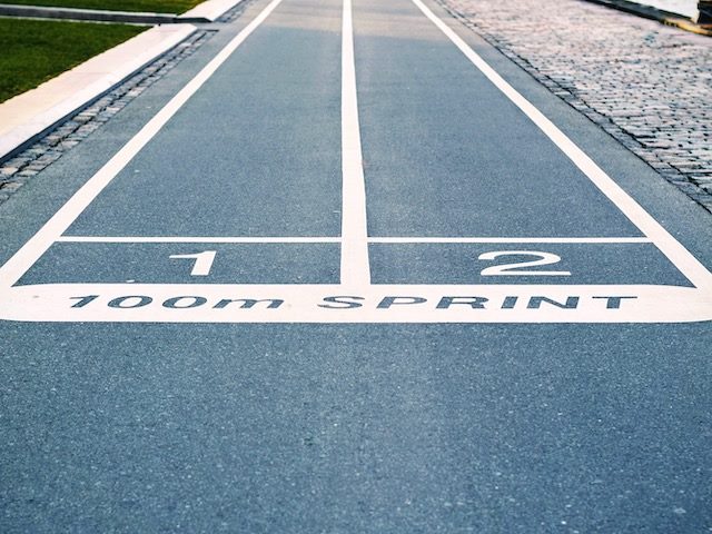 start of a race marked on the track