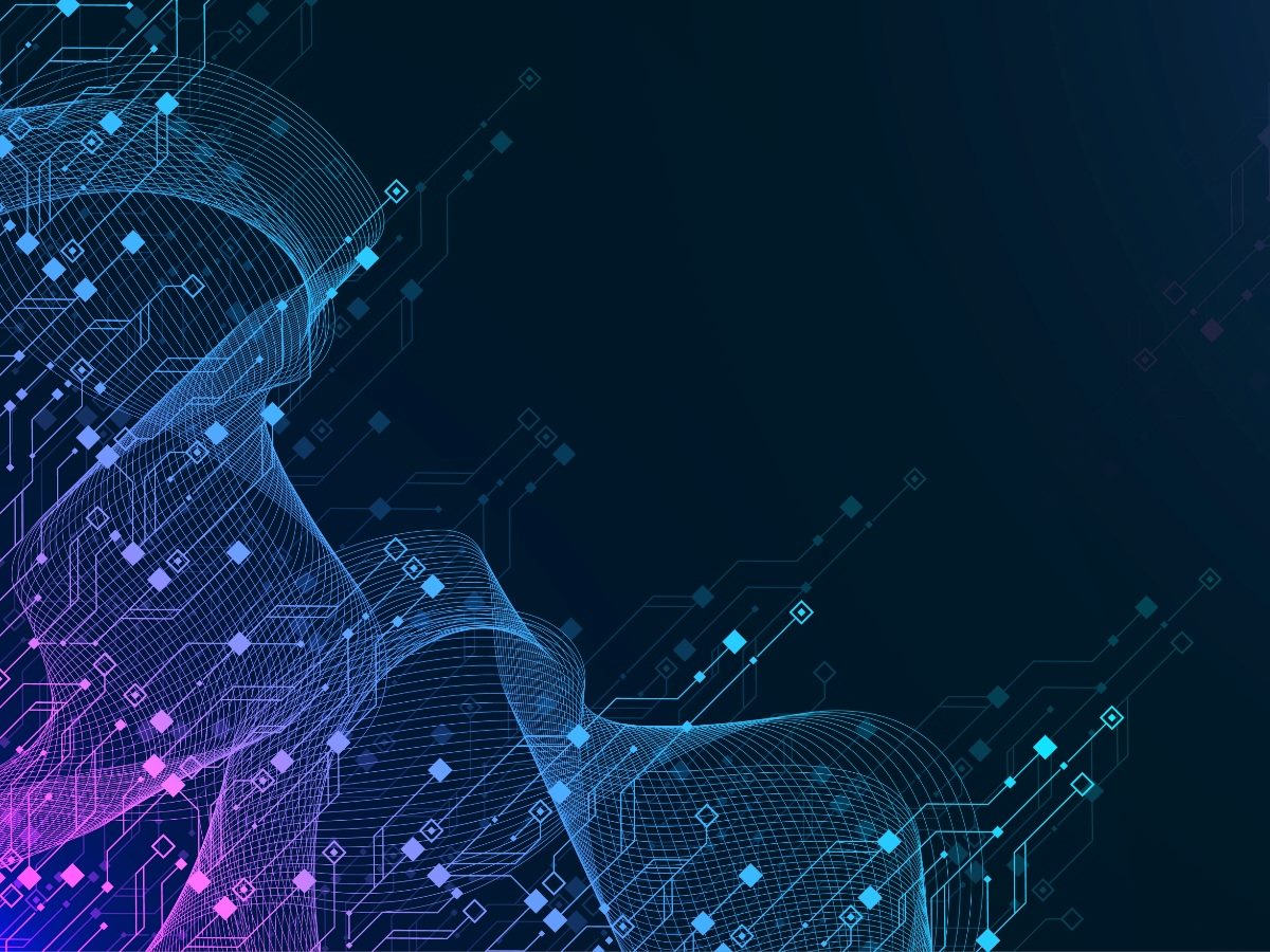 Modern technology circuit board illustration texture background design. Waves flow. Quantum explosion technology. Quantum computer technologies concepts. Futuristic blue circuit board background. 