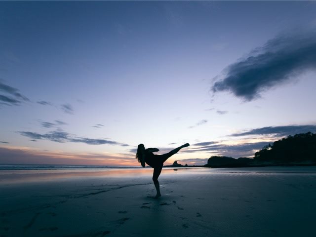 kick on the beach