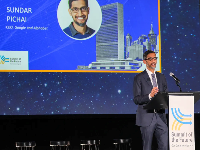 Sundar Pichai at Summit of the Future 2024.