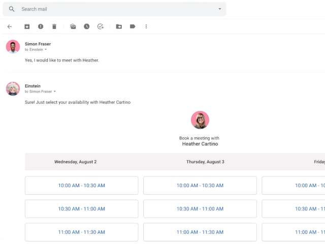 A screenshot of Salesforce Agentforce to book a meeting in email September 2024.