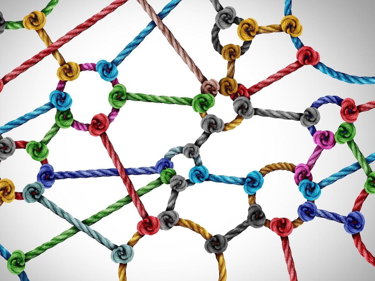 circle shaped group of ropes creating a connected networking horizontal composition