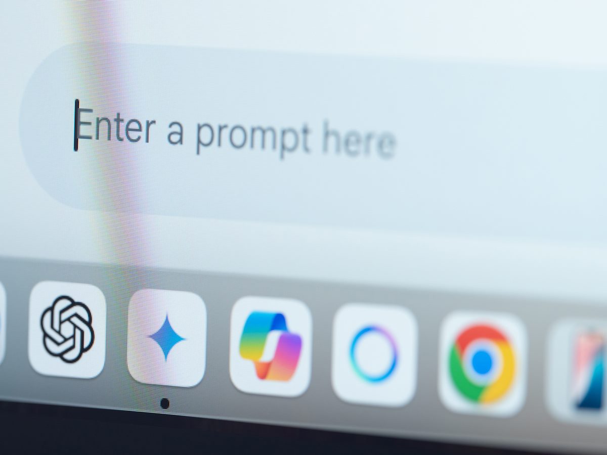 An AI assistant with "enter a prompt here" on screen