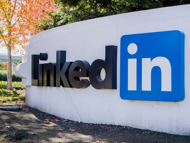 LinkedIn logo in front of its Sunnyvale offices, 2017