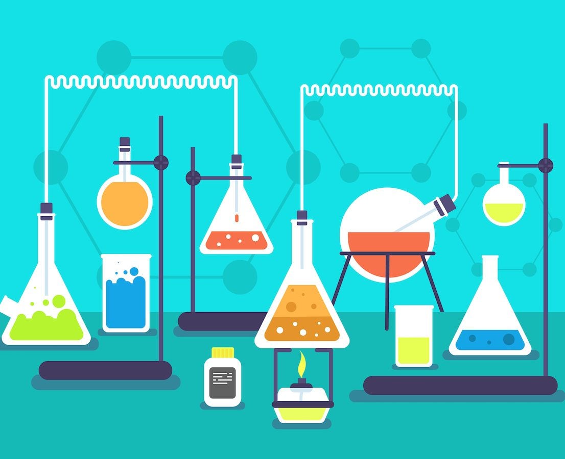 Chemical equipment in chemistry analysis laboratory
