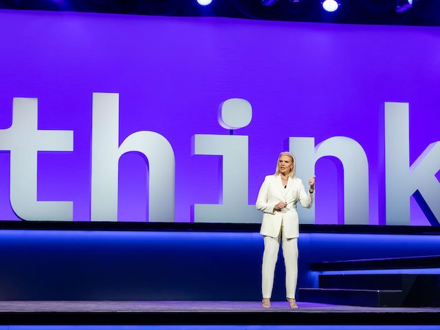 Ginni Rometty delivering the keynote at IBM's Think 2019