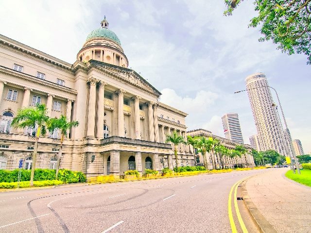 Old Supreme Court building of Singapore. Classical architecture in colonial style. 