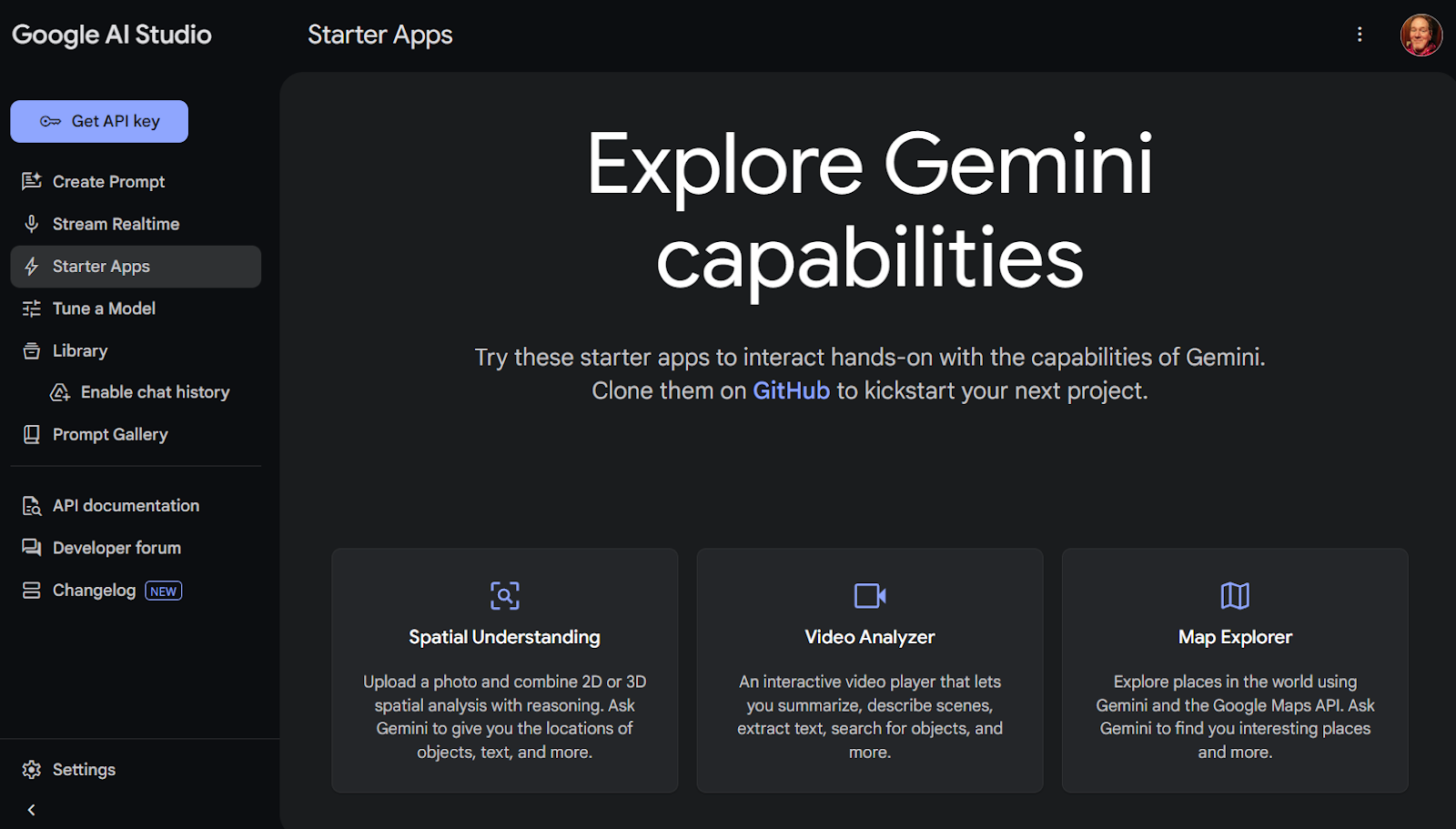 Google's Gemini 2.5 via the Google AI Studio