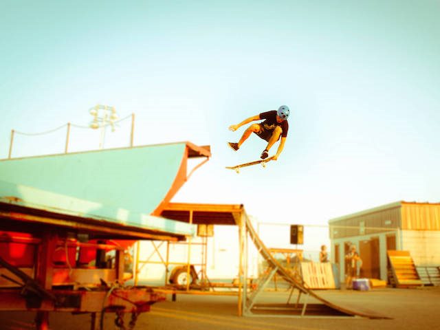 jumping off a ramp on a skateboard