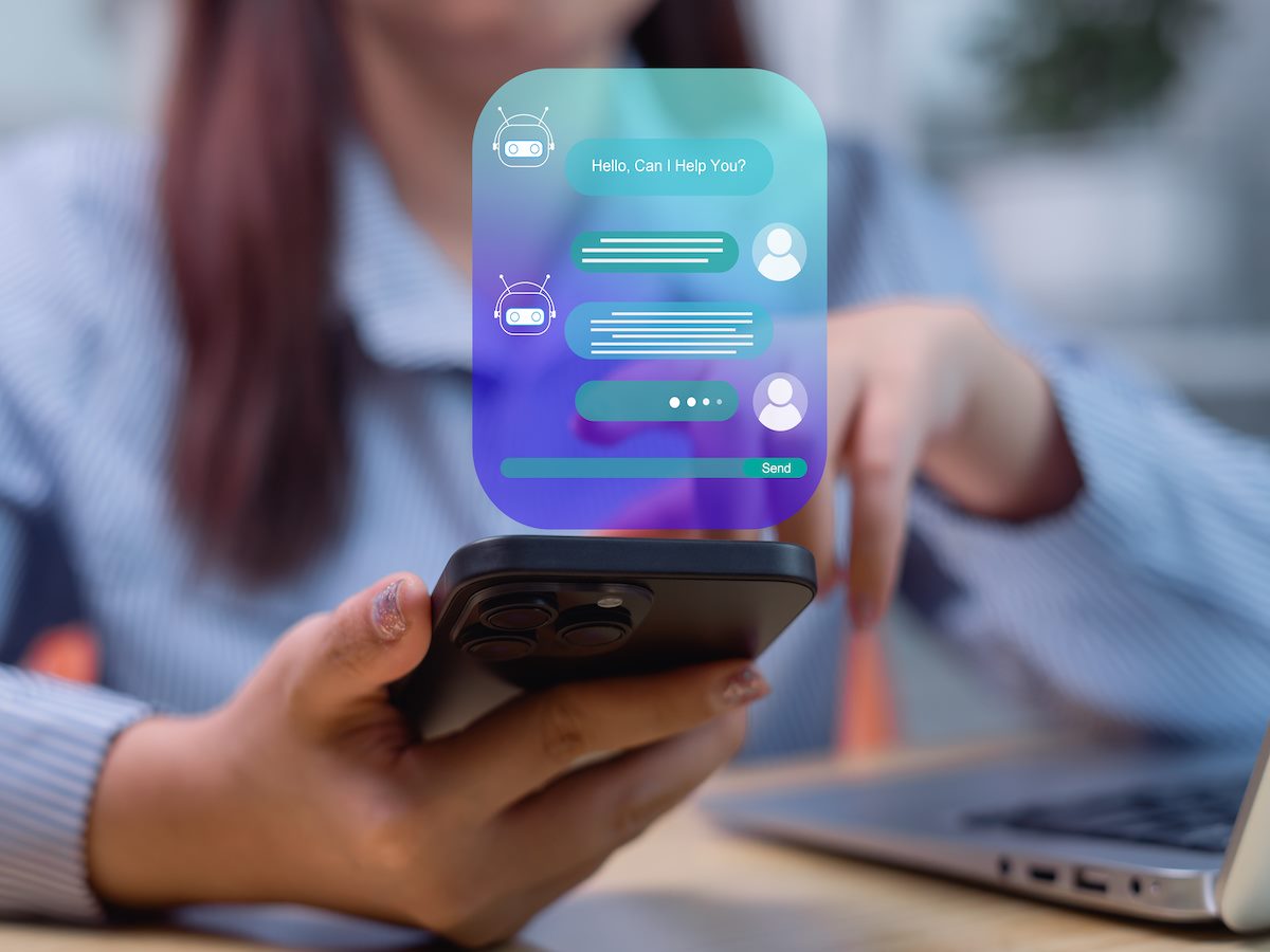 Person using smartphone chat 