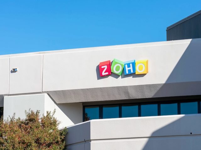 Photograph of the outside of Zoho's headquarters in Silicon Valley