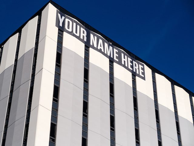 "your name here" on building