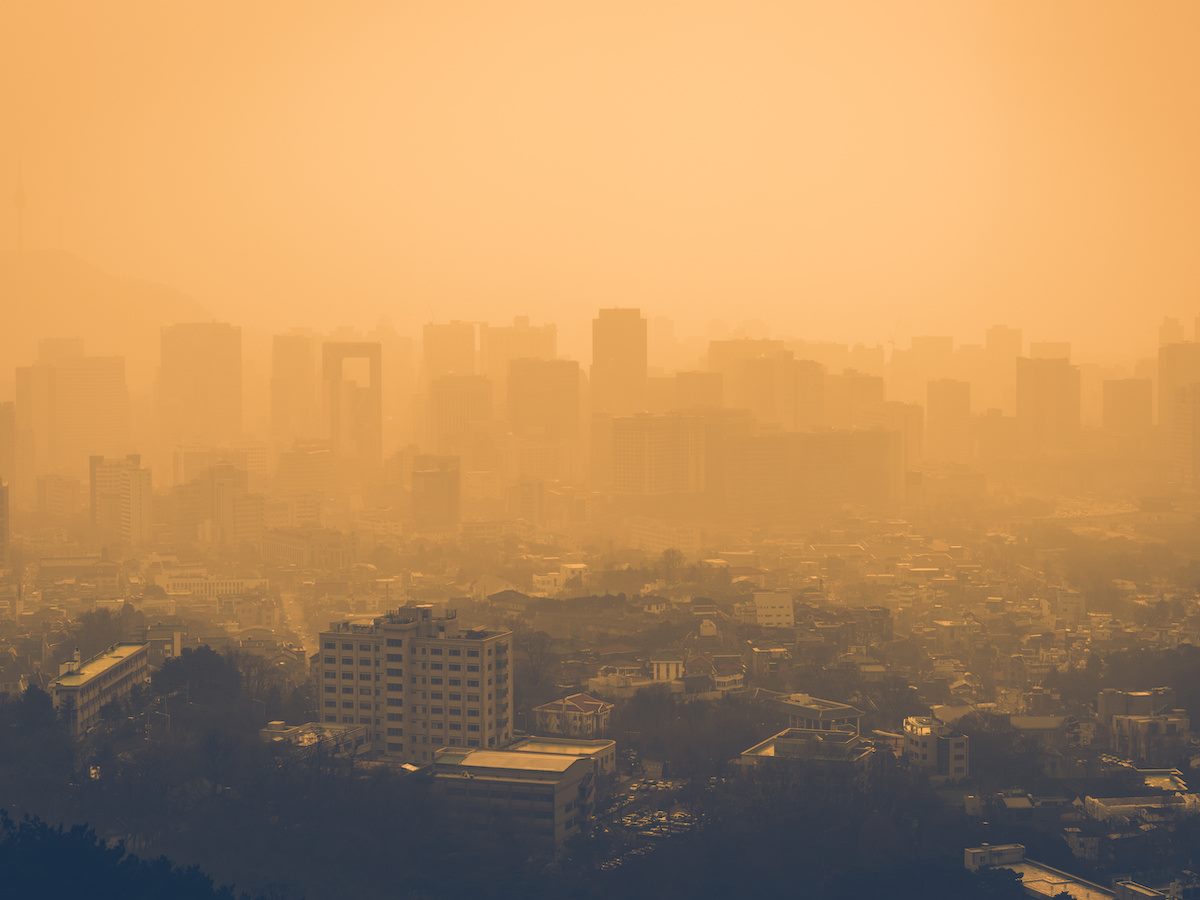 Smog-filled cityscape