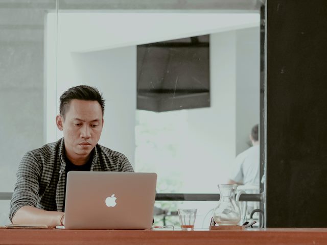 man working on a laptop