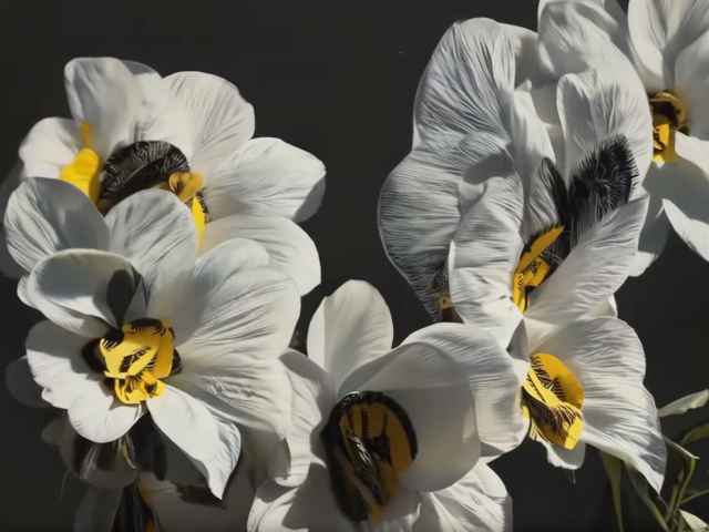 A screenshot of flowers in a Runway video sample.