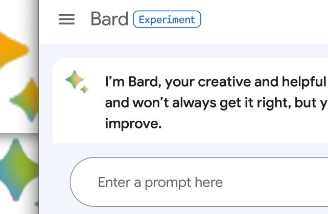 screenshot of layered computer windows. one shows Bard and the other two show the Bard logo.