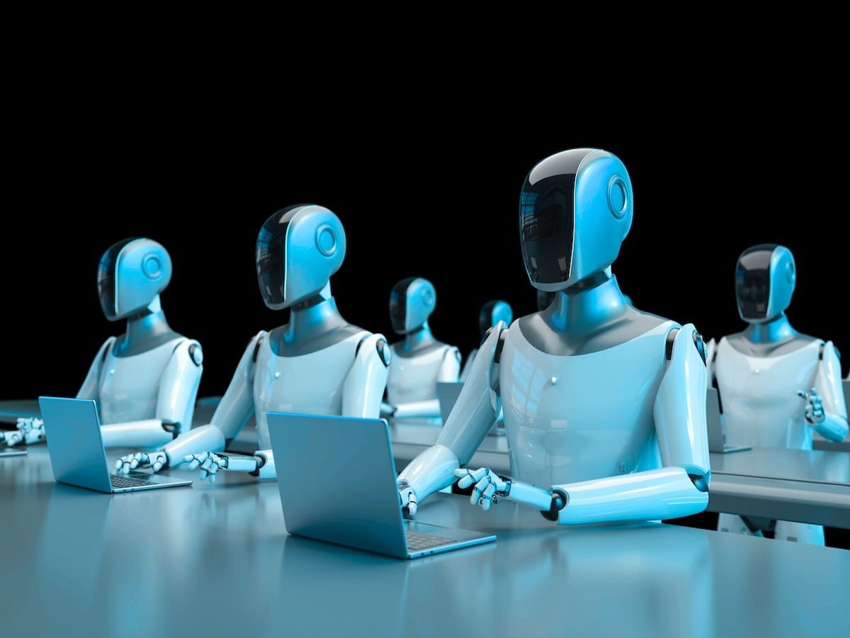 Robots working on computers