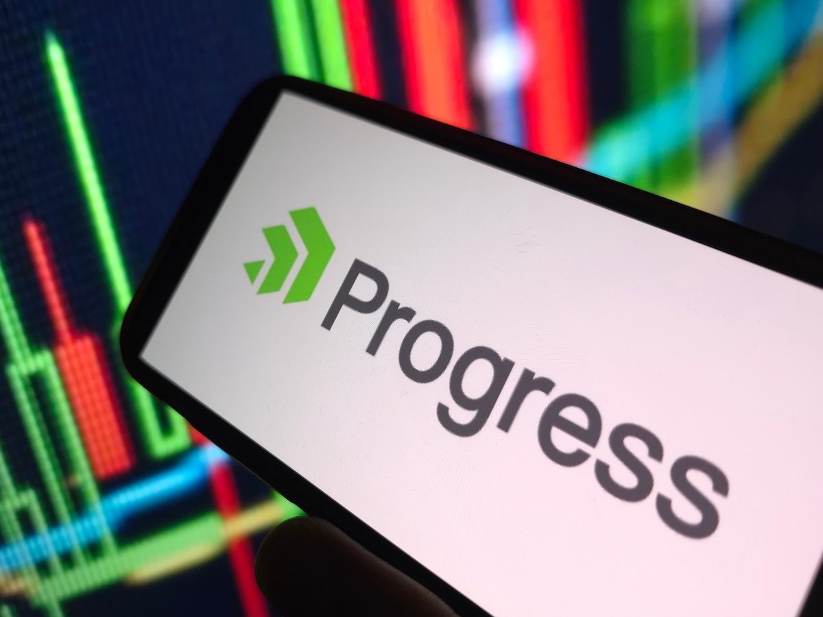 Progress Software company logo displayed on mobile phone